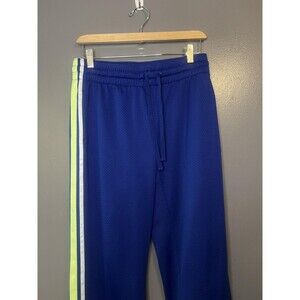 Danskin Now Pants Womens Small Blue Mesh Track Athletic Royal Side Stripe Trim